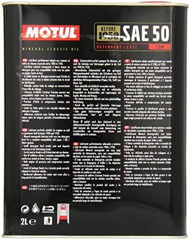 Motul Classic SAE 50 2L — rear label