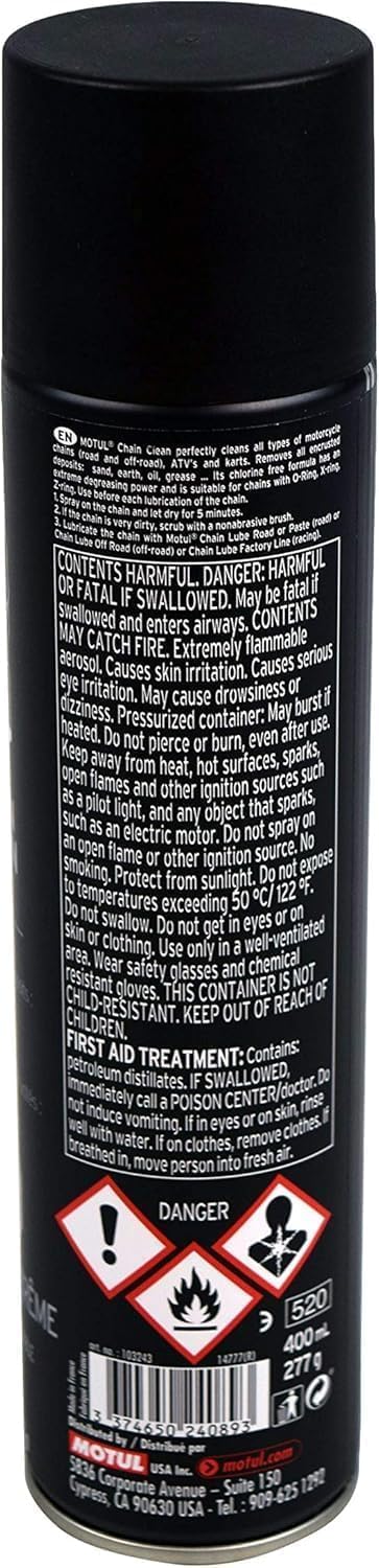 Motul C1 Chain Clean 9.8 oz — rear label