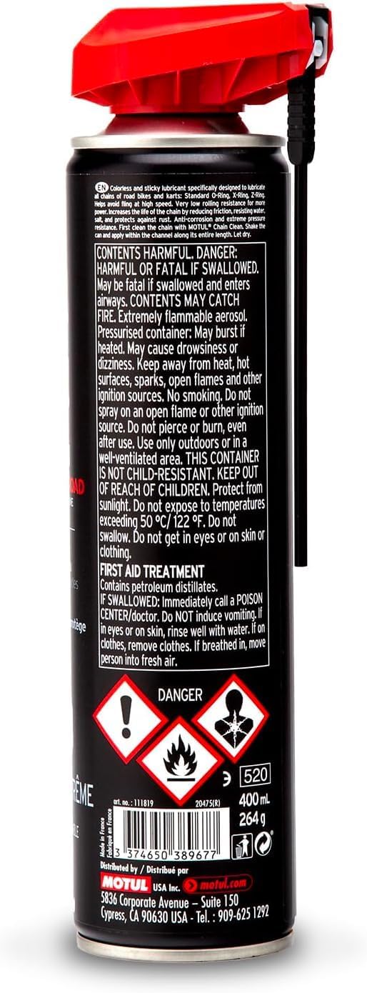 Motul C2 Chain Lube Road 9.3 oz — opposite rear-label view