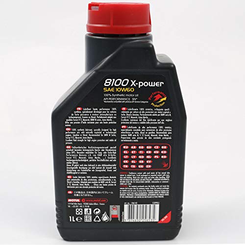 Motul 8100 X-Power 10W-60 1L — rear label