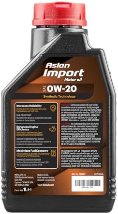Motul Asian Import 0W-20 1L — rear label