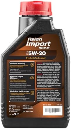 Motul Asian Import 5W-20 1L — rear label