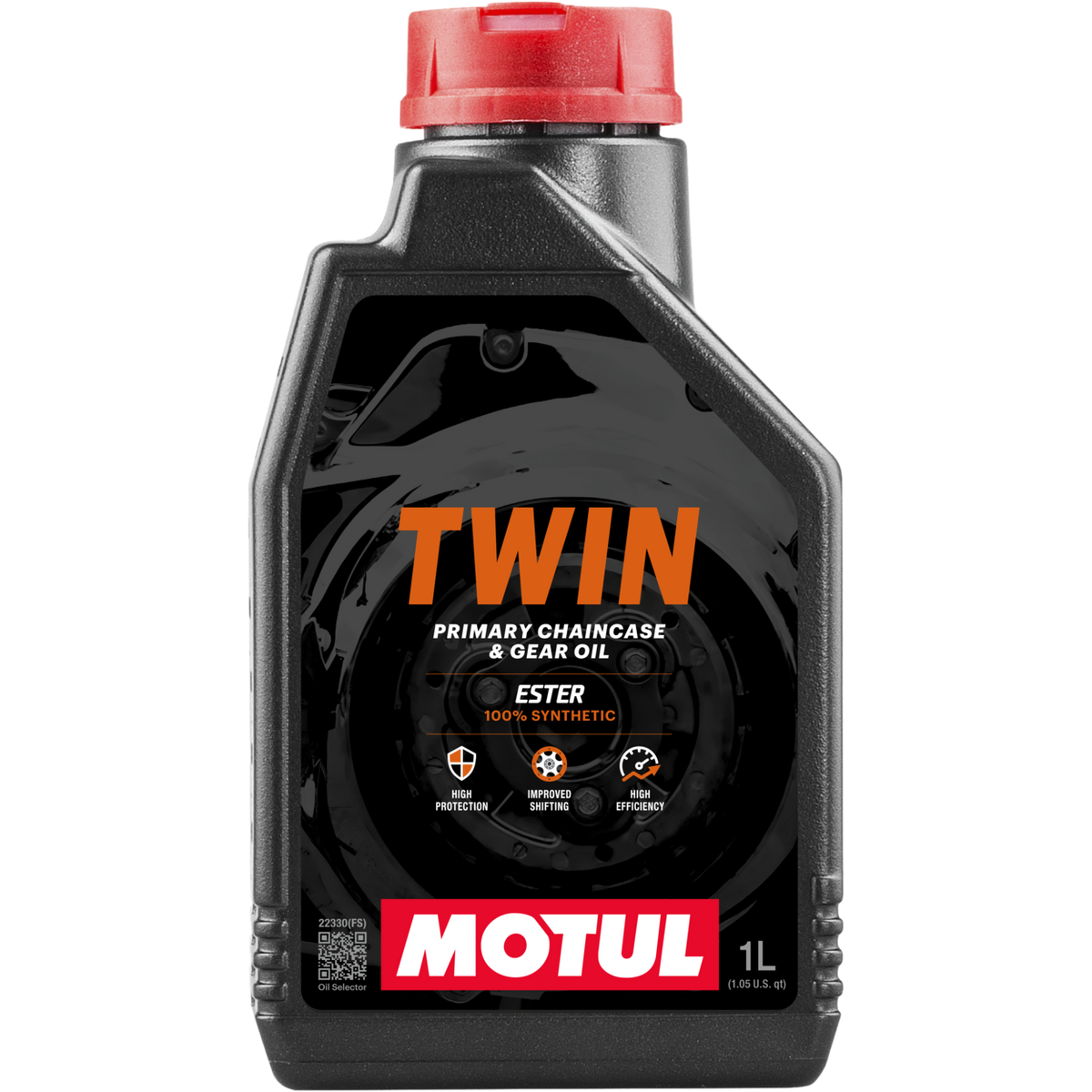 Motul TWIN Primary & Chaincase Oil, 1L bottle.